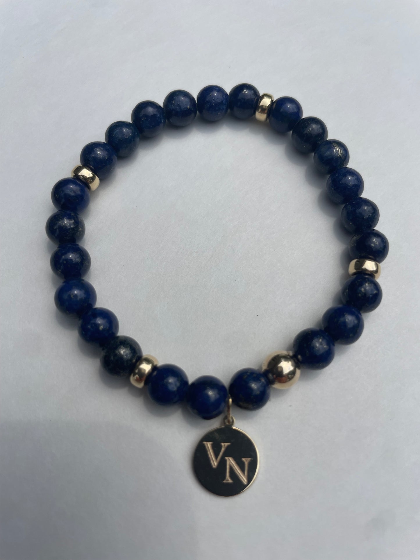 Lapis lazuli and 14K beaded bracelet