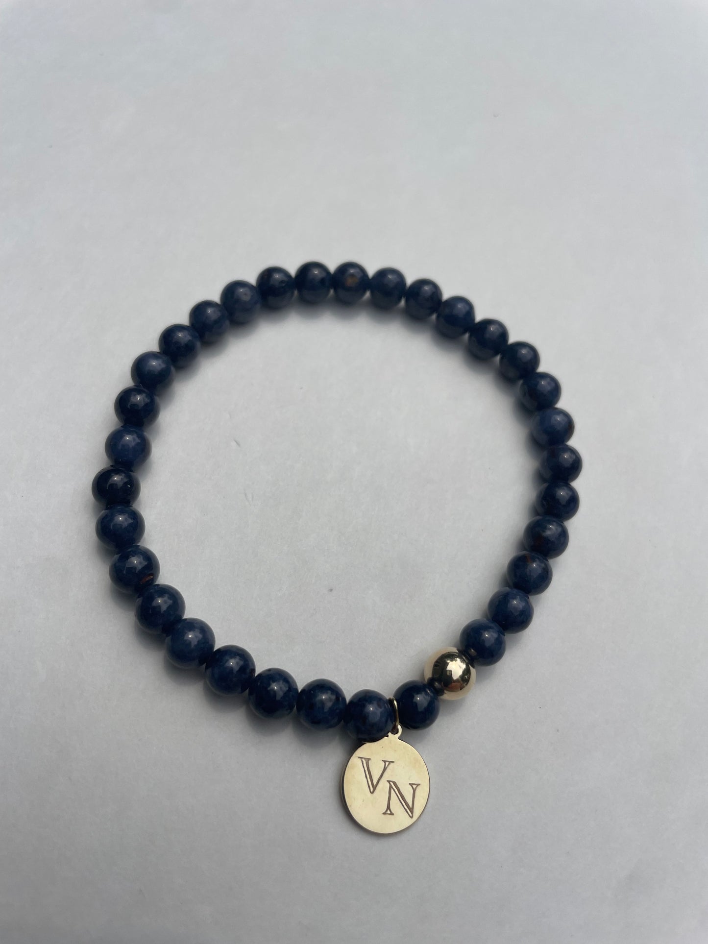 Sapphire and 14k beaded bracelet