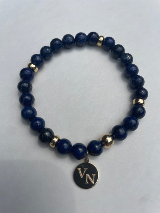 Lapis lazuli and 14K beaded bracelet