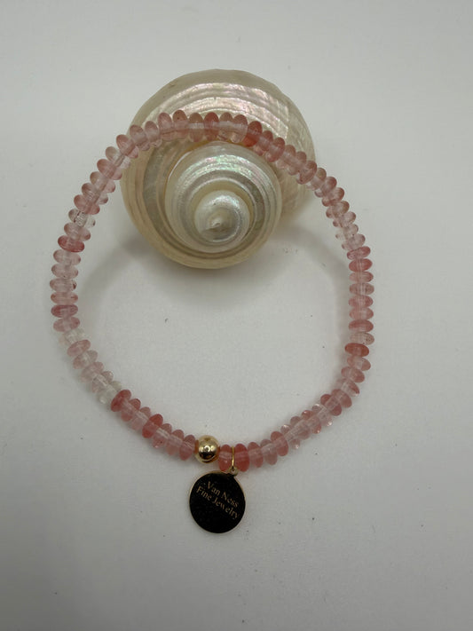 Cherry quartz beaded bracelet
