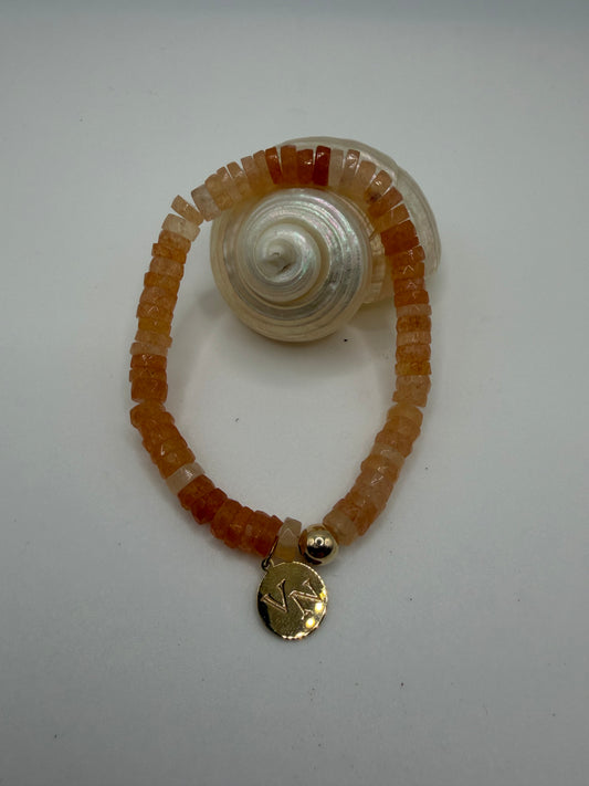 Peach Chalcedony beaded bracelet
