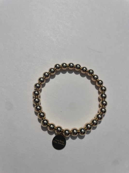 14K Beaded bracelet 6mm
