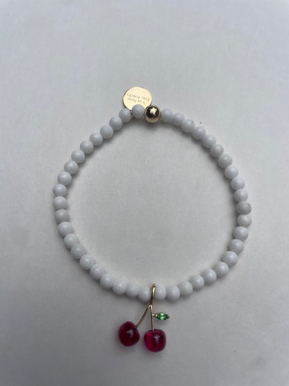 White jade beaded bracelet