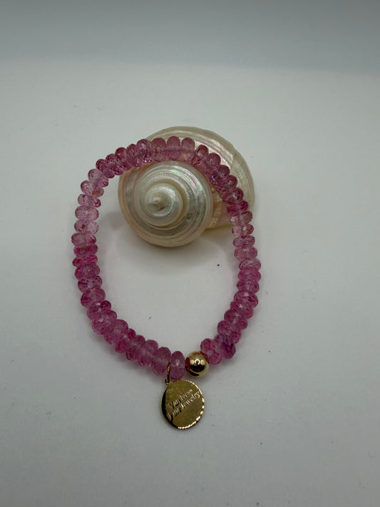 Pink topaz beaded bracelet